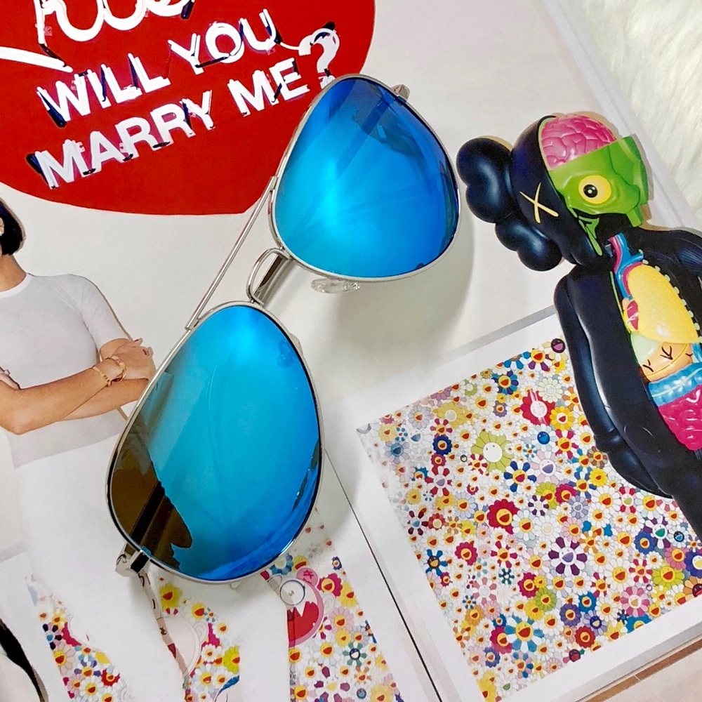 CALLE OCHO -  BLUE POLARIZED AVIATOR SUNGLASSES